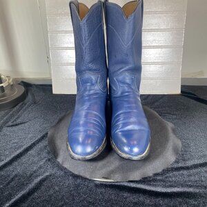 Women's 7B Justin Steel Blue Roper Boots, very good vintage condition